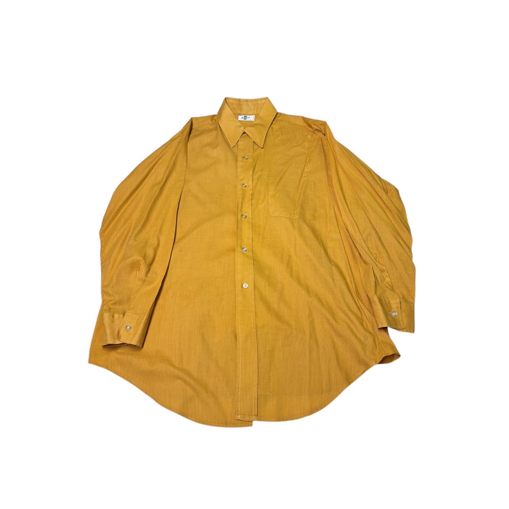 Vintage Darwin Mens Mustard Yellow Pinstripe Button Up‎ Shirt Permanent XL
